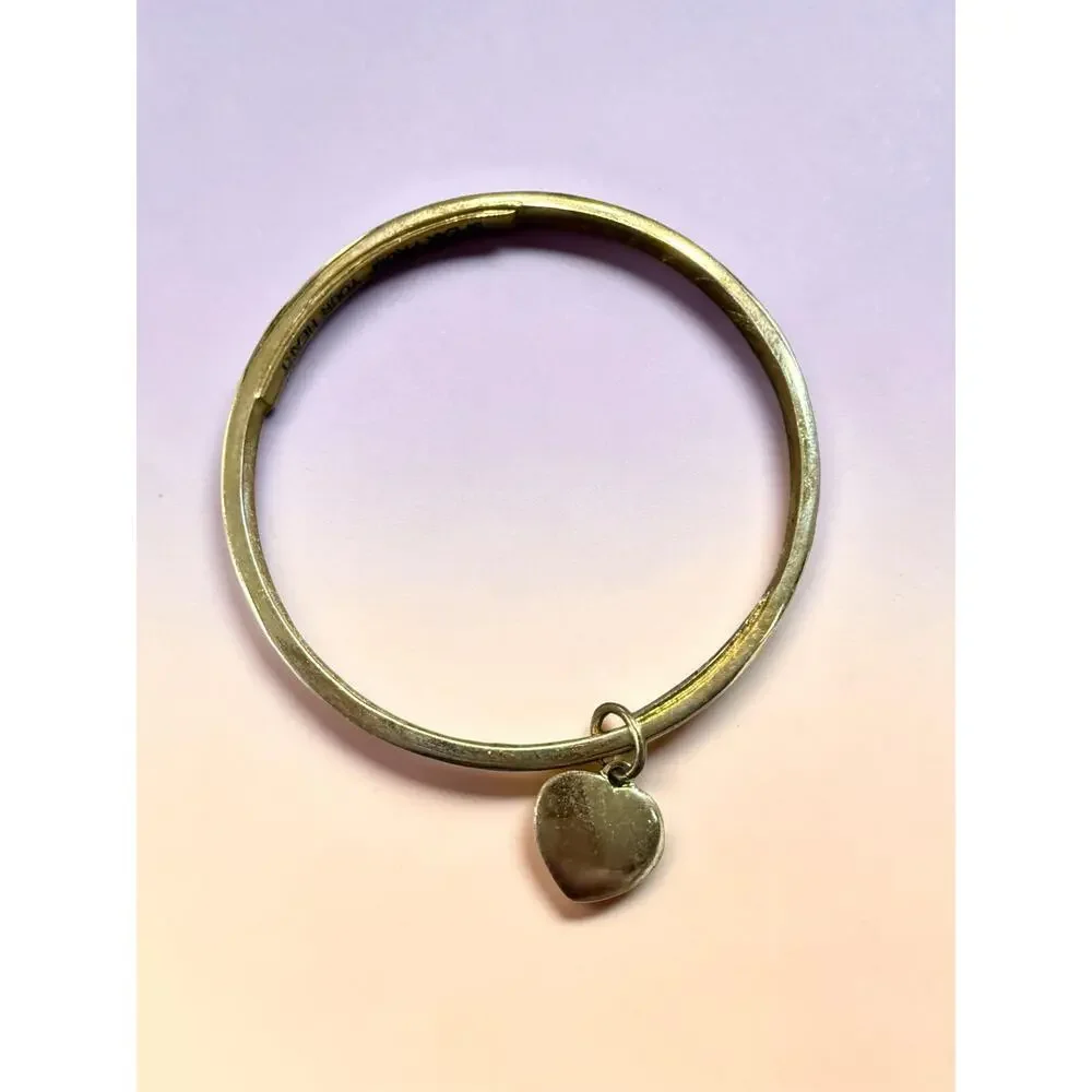 Vintage Ritzy by Les Bernard Pink Rhinestone Heart Charm Bangle Bracelet
